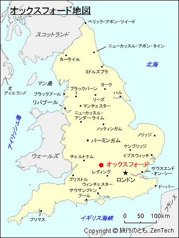 イングランド・オックスフォード地図