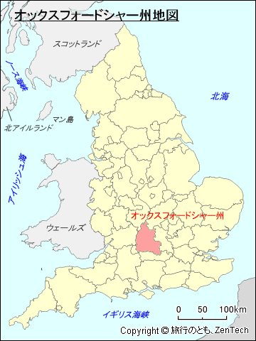 イングランド オックスフォードシャー州地図