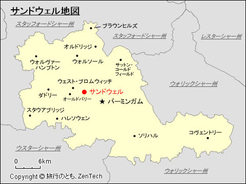 ウェスト・ミッドランズ州サンドウェル地図