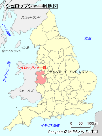 イングランド シュロップシャー州地図