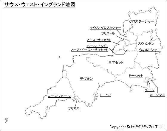 サウス・ウェスト・イングランド地図