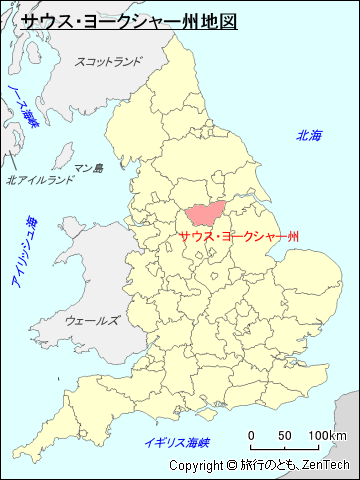 イングランド サウス・ヨークシャー州地図