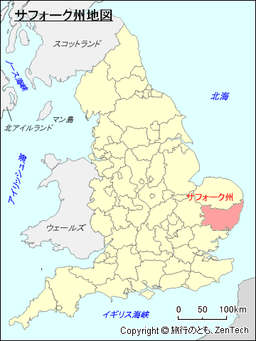 イングランド サフォーク州地図