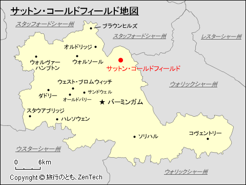 ウェスト・ミッドランズ州サットン・コールドフィールド地図