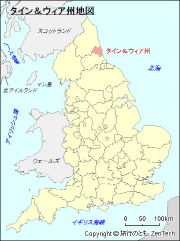 イングランド タイン＆ウィア州地図