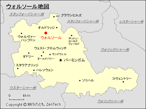 ウェスト・ミッドランズ州ウォルソール地図