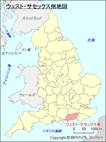 イングランド ウェスト・サセックス州地図