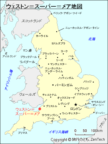 ウェストン＝スーパー＝メア地図
