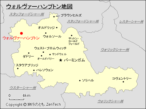 ウェスト・ミッドランズ州ウォルヴァーハンプトン地図