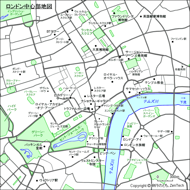 ロンドン中心部観光名所地図