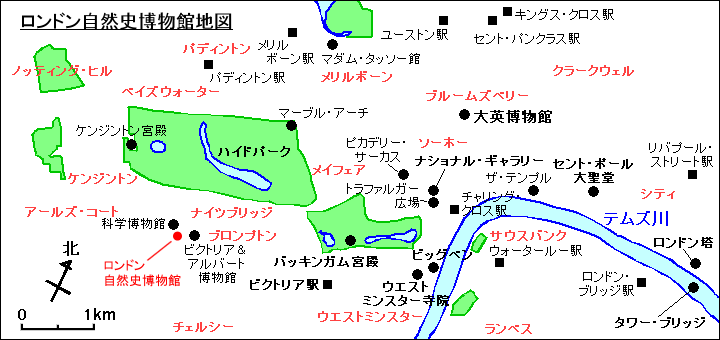 ロンドン自然史博物館地図