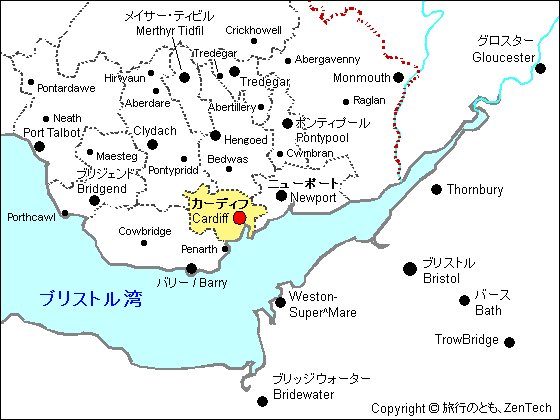 カーディフ周辺地図 カーディフ周辺地図