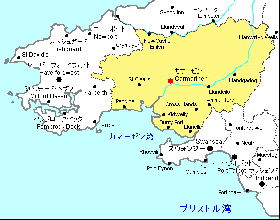 カーマーゼンシャー州地図