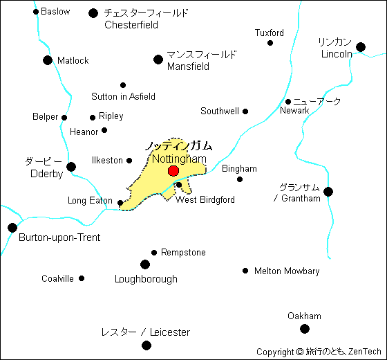 ノッティンガム周辺地図