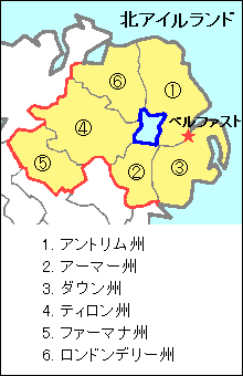 北アイルランド州区分地図