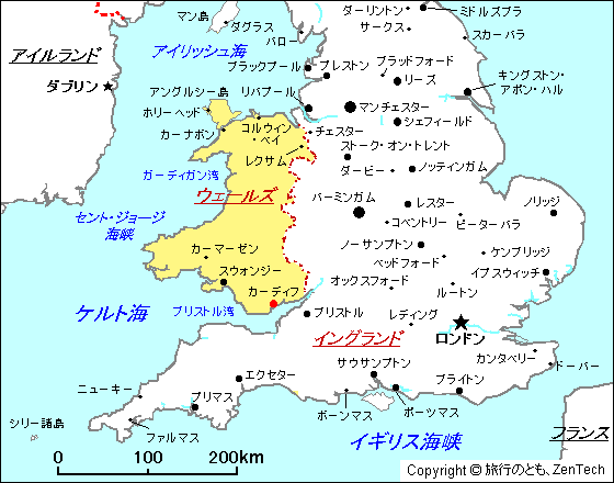ウェールズ地図