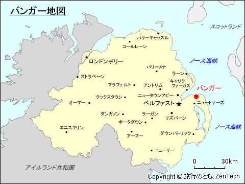 北アイルランド バンガー地図