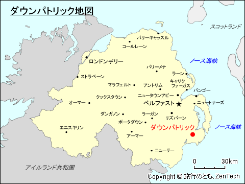 北アイルランド ダウンパトリック地図