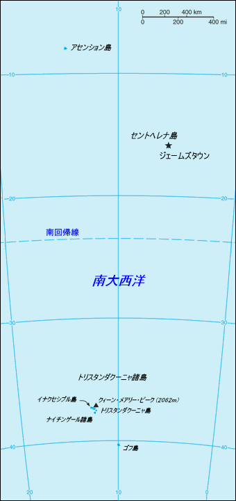 セントヘレナ・アセンションおよびトリスタンダクーニャ地図