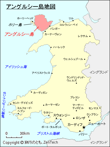 ウェールズ アングルシー島地図