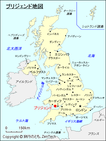 イギリスにおけるブリジェンド地図