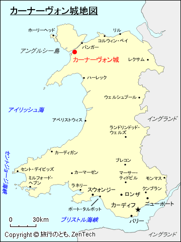 ウェールズ カーナーヴォン城地図