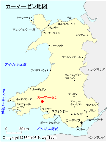 ウェールズ カーマーゼン地図