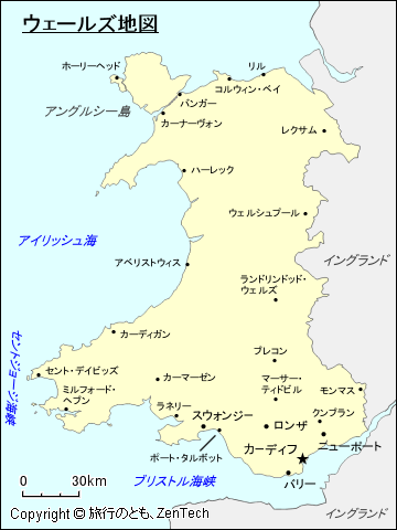 ウェールズ地図