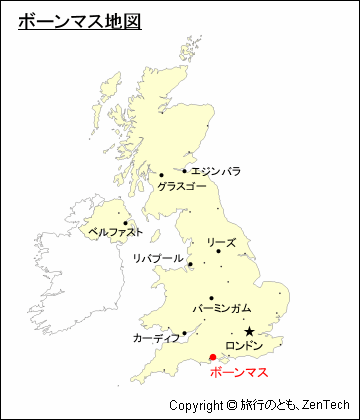 イギリスにおけるボーンマス地図