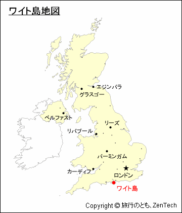 イギリスにおけるワイト島地図