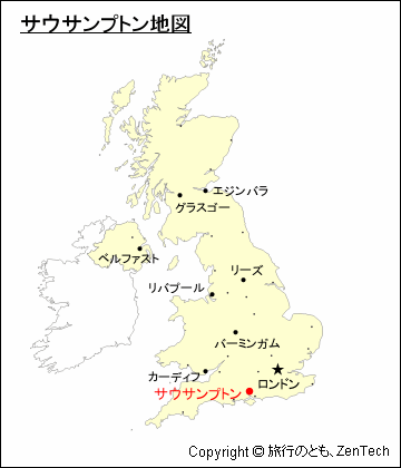 イギリスにおけるサウサンプトン地図