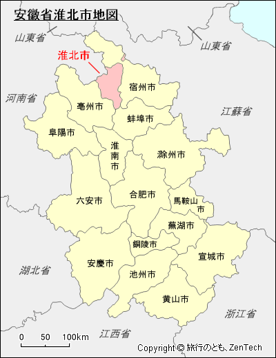 安徽省淮北市地図