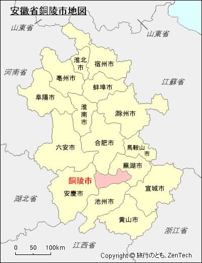 安徽省銅陵市地図