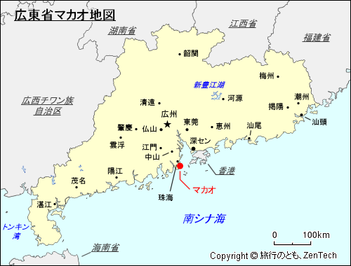 広東省マカオ地図
