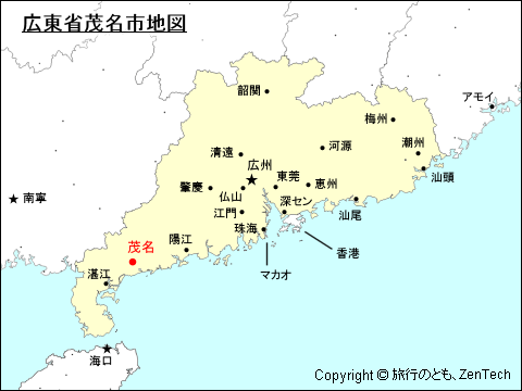 広東省茂名市地図
