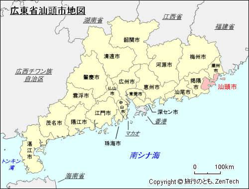 広東省汕頭市地図