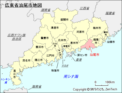広東省汕尾市地図