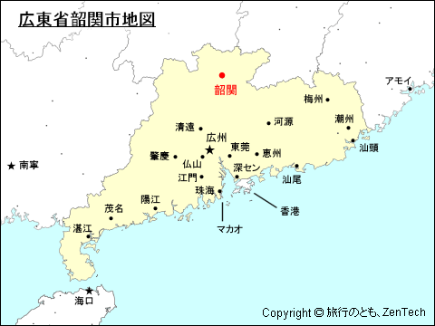 広東省韶関市地図