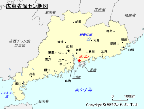 広東省深セン地図