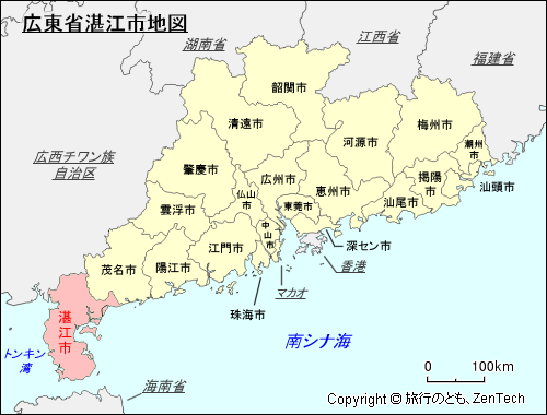 広東省湛江市地図