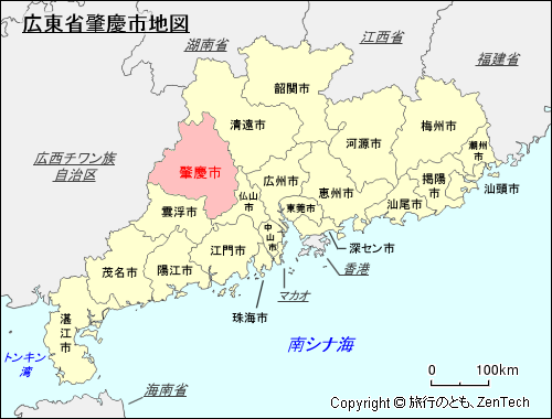 広東省肇慶市地図