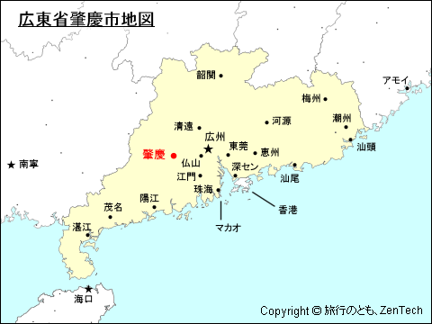 広東省肇慶市地図