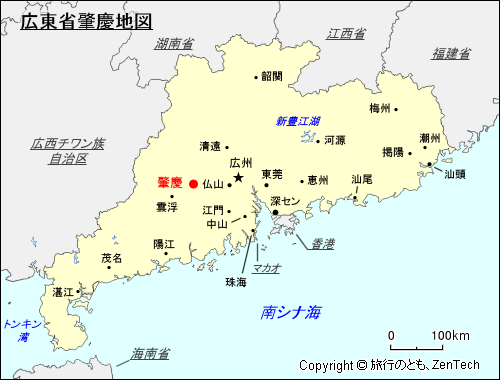 広東省肇慶地図