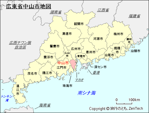 広東省中山市地図