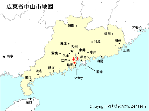 広東省中山市地図