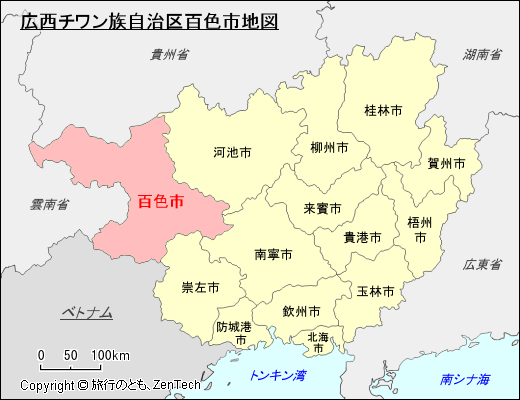 広西チワン族自治区百色市地図