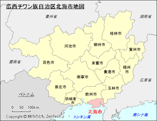 広西チワン族自治区北海市地図