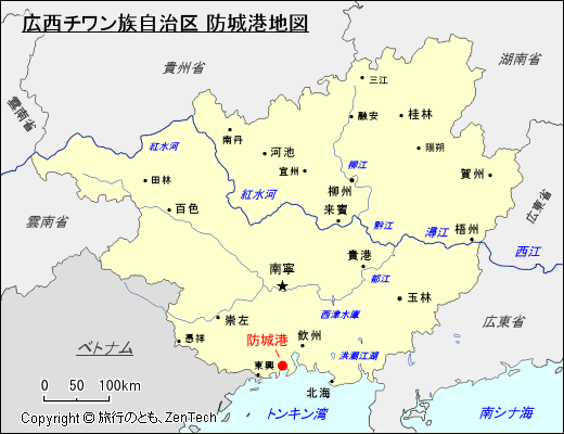 広西チワン族自治区 防城港地図