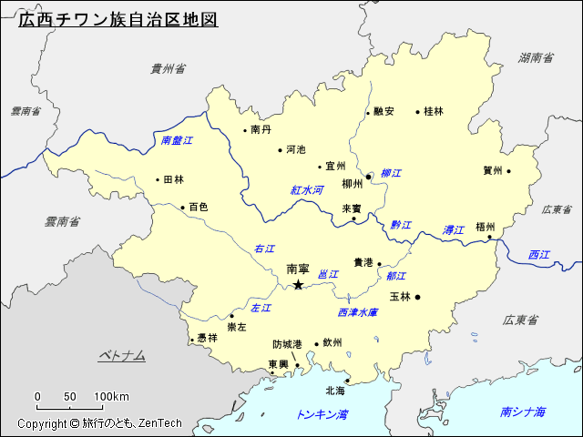 広西チワン族自治区地図