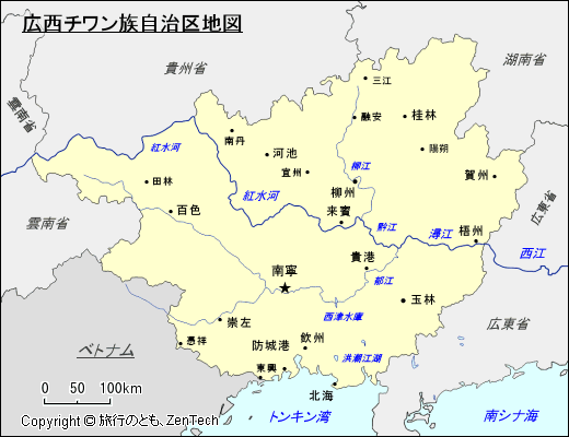 広西チワン族自治区地図